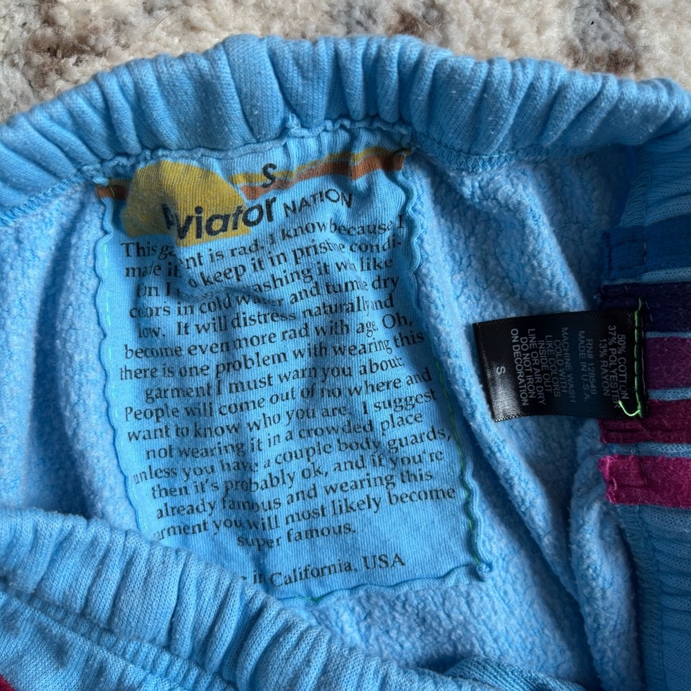 Aviator Nation 5 Stripe Sweatpants Joggers Bottoms Comfortable Soft Knit Blue - Picture 6 of 6
